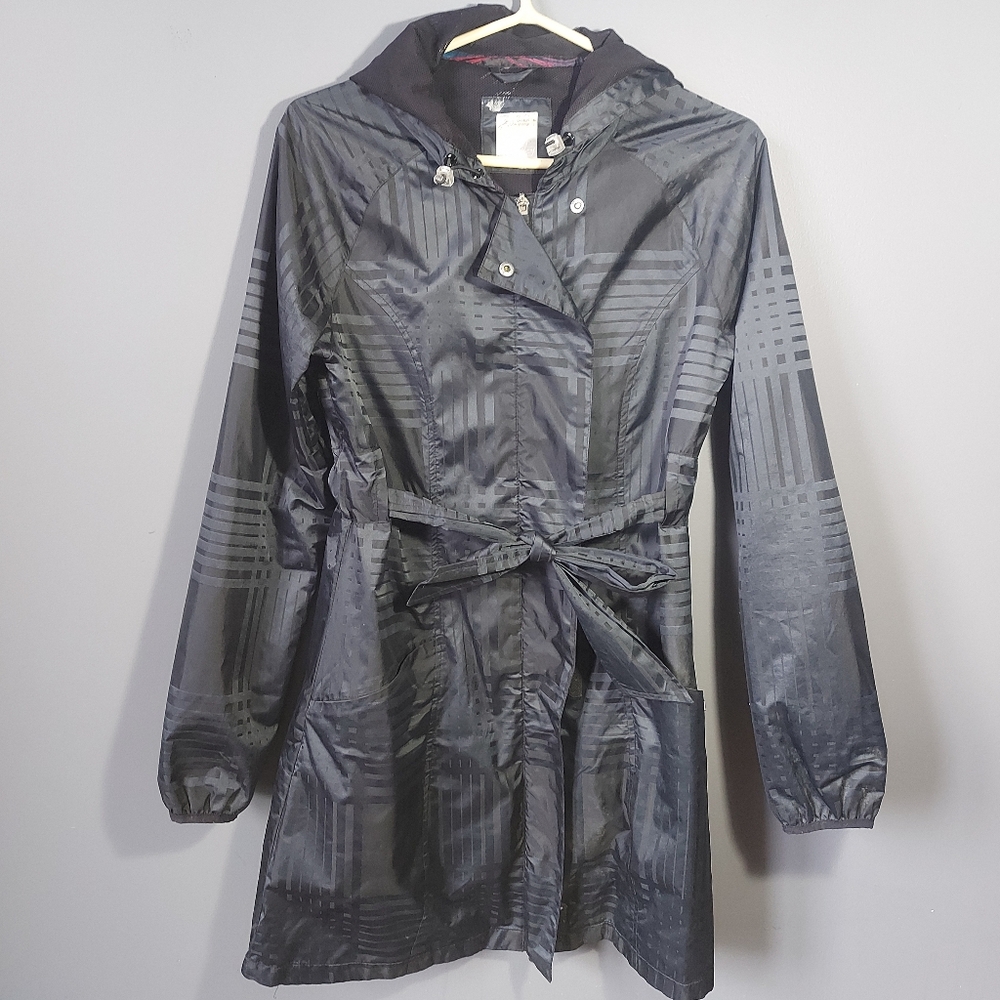 Oakley Light Spring Fall Black & Gray Trench Coat Jacket, Medium